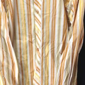 Dtek Jeans NWT Mens Dress Shirt  3XL White  Striped Long Sleeve French Cuffs